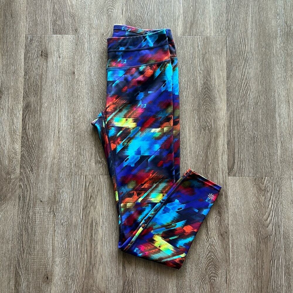 Athleta Colorburst Sonar Leggings Multi Color Size‎ Medium Athletic Workout